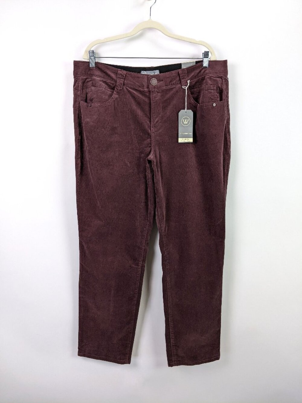 Wit & Wisdom Womens Brown and Burgundy Straight Leg Corduroy Pants Plus Size 20W